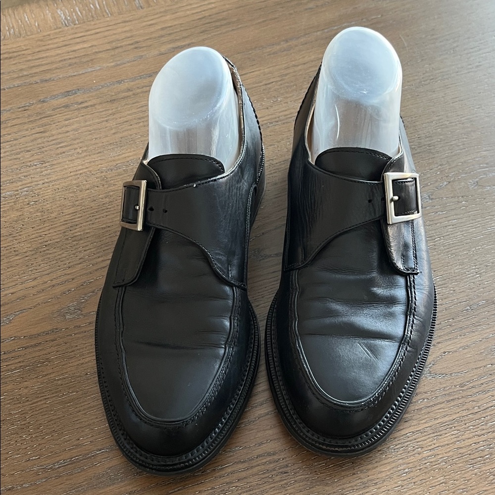 Cable & Co. Italian Monk Strap Shoes Men's Black Leather Buckle Loafers Size 8.5